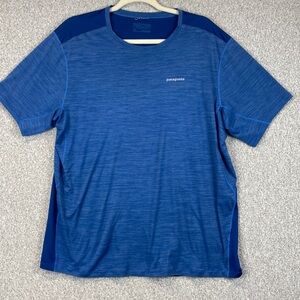 Patagonia short sleeve tee XL blue FLAW gorpcore hiking outdoor packable